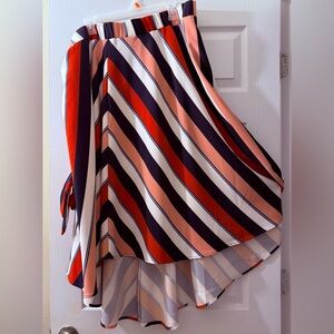 Lane Bryant High Low Striped Skirt - Red, Pink, Blue